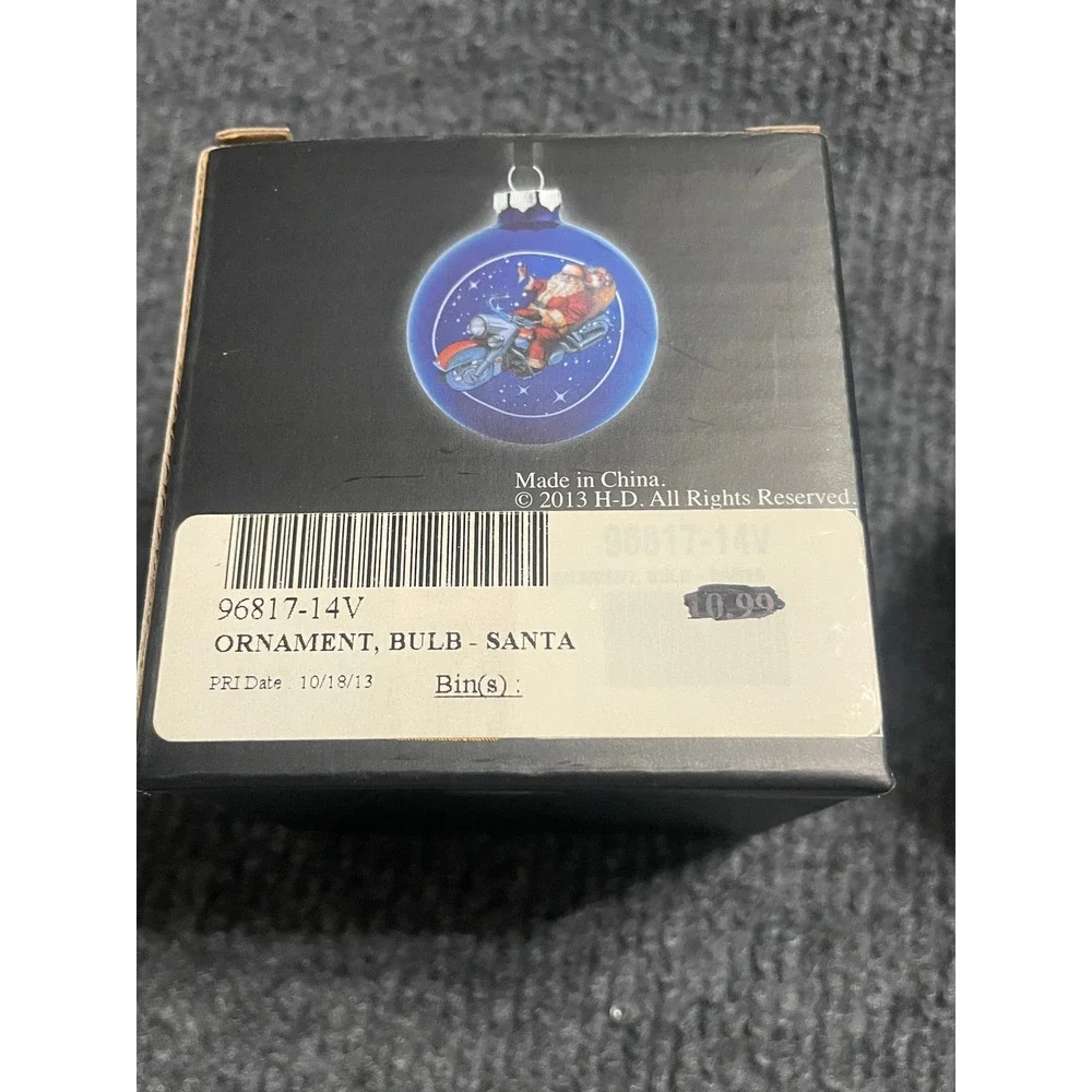 Harley-Davidson 2013 Santa Motorcycle Blue Glass Christmas Ornament 96817-14V